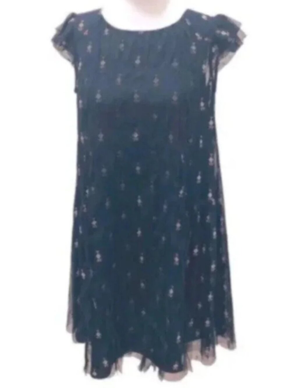 Ochirly Navy Print Overlay Dress Medium